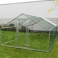 WILTEC Enclos Extérieur Volière Poulailler Clapier De Lapin Petite Cage Pour Animaux 4x3x2m Auvent
