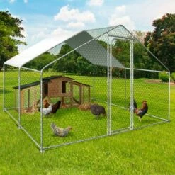 IDMARKET Enclos Poulailler 9 M² Parc Grillagé 3x3 M Acier Galvanisé - Naturel