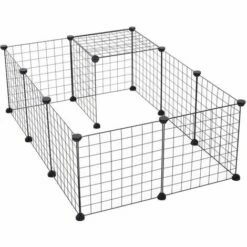 PawHut Cage Parc Enclos Pour Animaux Domestiques L 106 X L 73 X H 36 Cm Bords Arrondis Fil Métallique Noir 55 - Noir