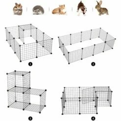PawHut Cage Parc Enclos Pour Animaux Domestiques L 106 X L 73 X H 36 Cm Bords Arrondis Fil Métallique Noir 55 - Noir -POULAILLER ET ÉLEVAGE DE LA BASSE-COUR Ventes 12311127 4