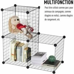 PawHut Cage Parc Enclos Pour Animaux Domestiques L 106 X L 73 X H 36 Cm Bords Arrondis Fil Métallique Noir 55 - Noir -POULAILLER ET ÉLEVAGE DE LA BASSE-COUR Ventes 12311127 5