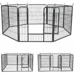 MUCOLA 8 Eléments 80x80cm Parc Pour Chiot, Clôture Pour, Enclos En Argent, Barrière Pour, Roue Libre