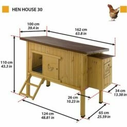 Ferplast HEN HOUSE 30 Poulailler En Pin Nordique FSC. Variante HEN HOUSE 30 - Mesures: 162 X 100 X H 110 Cm - -POULAILLER ET ÉLEVAGE DE LA BASSE-COUR Ventes 13132219 2