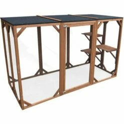 WILTEC Enclos Extérieur Parc Pour Chat Résistant Aux Intempéries 180 X 80 X 111,8 Cm Avec 3 Zones De Repos -POULAILLER ET ÉLEVAGE DE LA BASSE-COUR Ventes 13207776 3