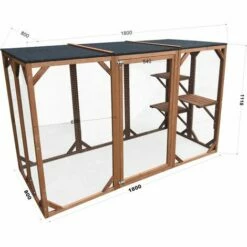 WILTEC Enclos Extérieur Parc Pour Chat Résistant Aux Intempéries 180 X 80 X 111,8 Cm Avec 3 Zones De Repos -POULAILLER ET ÉLEVAGE DE LA BASSE-COUR Ventes 13207776 4