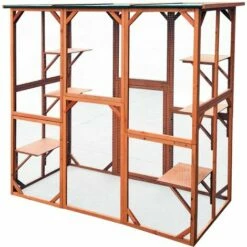 WILTEC Enclos Extérieur Parc Pour Chat Résistant Aux Intempéries 180 X 88 X 169 Cm Avec 6 Zones De Repos