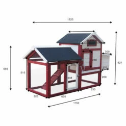 WILTEC Poulailler Avec Nichoir & Enclos Pondoir Peinture Rouge-blanche Clapier Plancher Amovible Volaille -POULAILLER ET ÉLEVAGE DE LA BASSE-COUR Ventes 14833597 3