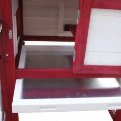 WILTEC Poulailler Avec Nichoir & Enclos Pondoir Peinture Rouge-blanche Clapier Plancher Amovible Volaille -POULAILLER ET ÉLEVAGE DE LA BASSE-COUR Ventes 14833597 4