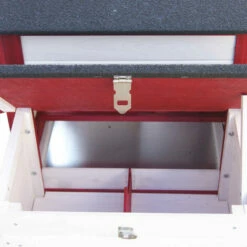 WILTEC Poulailler Avec Nichoir & Enclos Pondoir Peinture Rouge-blanche Clapier Plancher Amovible Volaille -POULAILLER ET ÉLEVAGE DE LA BASSE-COUR Ventes 14833597 5
