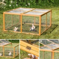 MUCOLA Cage à Lapin Petit Animal Huche à Bois Enclos Extérieur Libre XXL -POULAILLER ET ÉLEVAGE DE LA BASSE-COUR Ventes 16434993 5