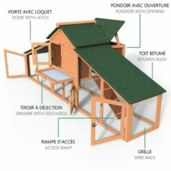 VOUNOT Poulailler En Bois XL Avec Pondoir Et Perchoir -POULAILLER ET ÉLEVAGE DE LA BASSE-COUR Ventes 16517335 5