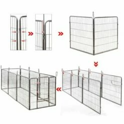 HELLOSHOP26 Parc Enclos Cage Pour Chiens Chiots Animaux De Compagnie 163 X 163 Cm Gris - Gris -POULAILLER ET ÉLEVAGE DE LA BASSE-COUR Ventes 1678180 3