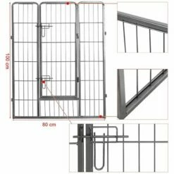 HELLOSHOP26 Parc Enclos Cage Pour Chiens Chiots Animaux De Compagnie 163 X 163 Cm Gris - Gris -POULAILLER ET ÉLEVAGE DE LA BASSE-COUR Ventes 1678180 4