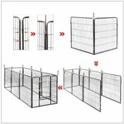 HELLOSHOP26 Parc Enclos Cage Pour Chiens Chiots Animaux De Compagnie 163 X 163 Noir - Noir -POULAILLER ET ÉLEVAGE DE LA BASSE-COUR Ventes 1678181 3