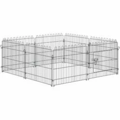 PawHut Parc Enclos Pour Chiens Chiots Animaux Domestiques Diamètre 158 Cm 8 Panneaux 71L X 61H Cm Noir