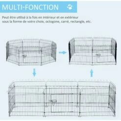 PawHut Parc Enclos Pour Chiens Chiots Animaux Domestiques Diamètre 158 Cm 8 Panneaux 71L X 61H Cm Noir -POULAILLER ET ÉLEVAGE DE LA BASSE-COUR Ventes 17063393 4