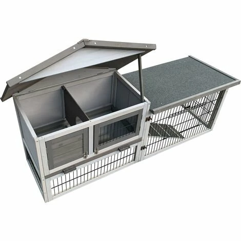 WILTEC Poulailler Gris Clair 144x52,5x68,5 Cm Bois Nichoir & Enclos Bac Amovible Nettoyage Cage Basse-cour 2 WILTEC Poulailler Gris Clair 144x52,5x68,5 Cm Bois Nichoir & Enclos Bac Amovible Nettoyage Cage Basse-cour – Image 2