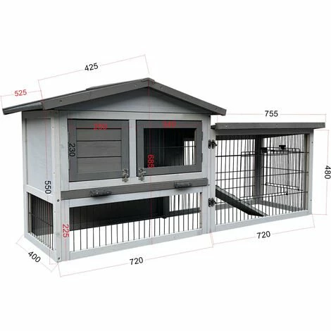 WILTEC Poulailler Gris Clair 144x52,5x68,5 Cm Bois Nichoir & Enclos Bac Amovible Nettoyage Cage Basse-cour 5 WILTEC Poulailler Gris Clair 144x52,5x68,5 Cm Bois Nichoir & Enclos Bac Amovible Nettoyage Cage Basse-cour – Image 5