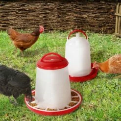 IDMARKET Lot Mangeoire 3 Kg Et Abreuvoir 3L Pour Poules Et Volailles