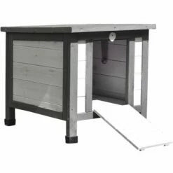 MUCOLA Maison De Chat Blanc/gris Maison De Chat Extérieur Chat Grotte Litière Boîte De Bois Maison De Chat