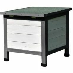 MUCOLA Maison De Chat Blanc/gris Maison De Chat Extérieur Chat Grotte Litière Boîte De Bois Maison De Chat -POULAILLER ET ÉLEVAGE DE LA BASSE-COUR Ventes 18032209 5