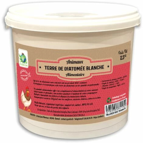 POULAILLER DIRECT Terre De Diatomee Alimentaire Blanche Seau 2,5kg 1 POULAILLER DIRECT Terre De Diatomee Alimentaire Blanche Seau 2,5kg