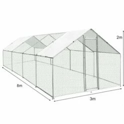 MONSTER SHOP Enclos Poulailler Extérieur 3mx8mx2m Volière Acier Galvanisé Volaille Cage Animal Chien Lapin Canard Bâche Toit GRATIS - Argent -POULAILLER ET ÉLEVAGE DE LA BASSE-COUR Ventes 18302134 3