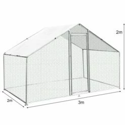 MONSTER SHOP Enclos Poulailler Extérieur 3mx2mx2m Volière Acier Galvanisé Volaille Cage Animal Chien Lapin Canard Bâche Toit - Argent -POULAILLER ET ÉLEVAGE DE LA BASSE-COUR Ventes 18302137 3