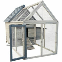 WILTEC Poulailler Bleu-gris 167x118x112cm Bois Nichoir & Enclos Bac Amovible Nettoyage Abri Basse-cour -POULAILLER ET ÉLEVAGE DE LA BASSE-COUR Ventes 18704483 4