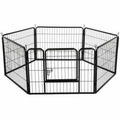 WYCTIN Hofuton 6 Panneaux Parc Chien Petits Animaux De Campagnie 60 Cm H Enclos Pour Chiots Chiens Pliabe Avec Porte En Métal Interieur Exterieur