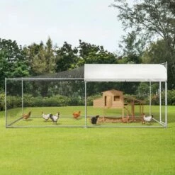 IDMARKET Enclos BOGOTA 8 M² Parc Grillagé 2x4x1,6 M Acier Galvanisé Avec Filet - Naturel -POULAILLER ET ÉLEVAGE DE LA BASSE-COUR Ventes 19996433 3