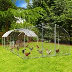 IDMARKET Enclos Poulailler Dôme 22,5 M² Parc Grillagé 3x7,5 M Avec Porte Latérale - Naturel -POULAILLER ET ÉLEVAGE DE LA BASSE-COUR Ventes 21649724 5