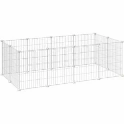 SONGMICS Enclos Modulable, Clôture Pour Petits Animaux, Cage Pour Hamsters, Lapins, Cochon D’Inde, Maille Métallique, Avec Maillet Et Serre-câbles, Usage Intérieur, LPI01W - Blanc