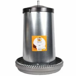 CHICK'A Nourrisseur à Trémie émaillé 25 L Pour 17 Poules - Gris