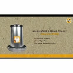 CHICK'A Nourrisseur à Trémie émaillé 25 L Pour 17 Poules - Gris -POULAILLER ET ÉLEVAGE DE LA BASSE-COUR Ventes 23546510 5