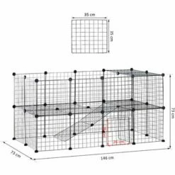 PawHut Cage Parc Enclos Pour Animaux Domestiques L 146 X L 73 X H 73 Cm Modulable 2 Niveaux 36 Panneaux Bords Arrondis Fil Métallique Noir - Noir -POULAILLER ET ÉLEVAGE DE LA BASSE-COUR Ventes 24060726 3