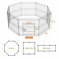 Yaheetech 8 Panneaux Parc Enclos Pliant Pour Chiens Chiots Petit Animaux Extérieur Interieur 61cm Clôture Grille En Métal Avec Porte -POULAILLER ET ÉLEVAGE DE LA BASSE-COUR Ventes 24933305 3