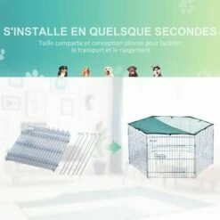 PawHut Parc Enclos Modulable Acier 6 Panneaux Et 1 Porte Pour Chiens Ø 120 X 60 Cm Gris Métal Vert -POULAILLER ET ÉLEVAGE DE LA BASSE-COUR Ventes 25007915 4