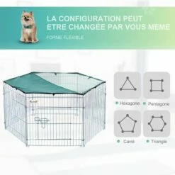 PawHut Parc Enclos Modulable Acier 6 Panneaux Et 1 Porte Pour Chiens Ø 120 X 60 Cm Gris Métal Vert -POULAILLER ET ÉLEVAGE DE LA BASSE-COUR Ventes 25007915 5
