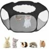BEARSU Parc Pour Petits Animaux, Tente Pour Animaux De Compagnie Transparente Et Respirante Avec Couvercle Supérieur, Clôture Cour Pliable D'exercice Intérieur Extérieur à Ouverture Automatique