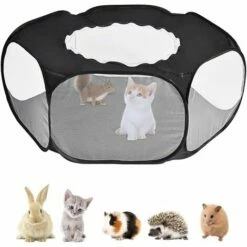 BEARSU Parc Pour Petits Animaux, Tente Pour Animaux De Compagnie Transparente Et Respirante Avec Couvercle Supérieur, Clôture Cour Pliable D'exercice Intérieur Extérieur à Ouverture Automatique
