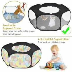 BEARSU Parc Pour Petits Animaux, Tente Pour Animaux De Compagnie Transparente Et Respirante Avec Couvercle Supérieur, Clôture Cour Pliable D'exercice Intérieur Extérieur à Ouverture Automatique -POULAILLER ET ÉLEVAGE DE LA BASSE-COUR Ventes 27487892 3
