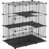 PawHut Cage Parc Enclos Rongeurs Modulable Dim. L 111 X L 75 X H 119 Cm 3 Niveaux 4 Portes Fil Métallique Noir - Noir