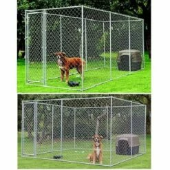 Bc-elec - RA-D33 Parc à Chiots 3x3x1.8m Ou 1.5x4.6x1.8m, Enclos Pour Chiens, Chenil D'extérieur, Enclos D'exercice Cage Pour Chiens - Gris -POULAILLER ET ÉLEVAGE DE LA BASSE-COUR Ventes 27977688 5