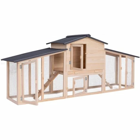 IDMARKET Poulailler VIP Avec Clapier Double XXL En Bois - Naturel 2 IDMARKET Poulailler VIP Avec Clapier Double XXL En Bois - Naturel – Image 2