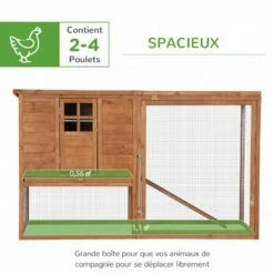 PawHut Poulailler Cottage Cage à Poules Sur Pied Dim. 168L X 110l X 101H Cm Multi-équipement Bois Sapin Lasuré - Marron -POULAILLER ET ÉLEVAGE DE LA BASSE-COUR Ventes 28603504 4
