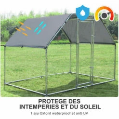 PawHut Enclos Poulailler Chenil 5,32 M² - Parc Grillagé Dim. 2,8L X 1,9l X 1,95H M - Poulailler Chenil Entièrement Couvert - Acier Galvanisé -POULAILLER ET ÉLEVAGE DE LA BASSE-COUR Ventes 28998844 4