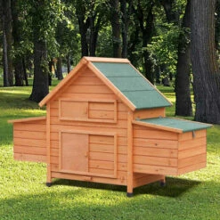 Poulailler 2 Poules Clapier Mobile 1625x560x1075 Mm 2 Zones De Pondoir 2 Séparateurs 2 Perchoirs 2 Portes Verrouillables, Rampe, Imperméable Nettoyage Facile-BRAST