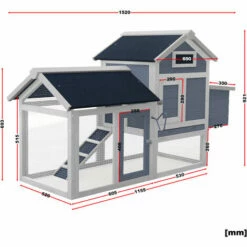 WILTEC Poulailler Avec Nichoir & Enclos Extérieur Gris Maisonnette Bac Amovible Pour Nettoyage Cage -POULAILLER ET ÉLEVAGE DE LA BASSE-COUR Ventes 29583983 4