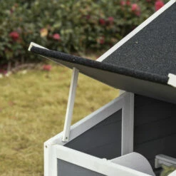 PawHut Poulailler Cottage Cage à Poules Surélevé Dim. 176L X 65l X 100H Cm Multi-équipement Toit Bitumé Noir Bois Sapin Gris Blanc - Gris -POULAILLER ET ÉLEVAGE DE LA BASSE-COUR Ventes 30202374 5